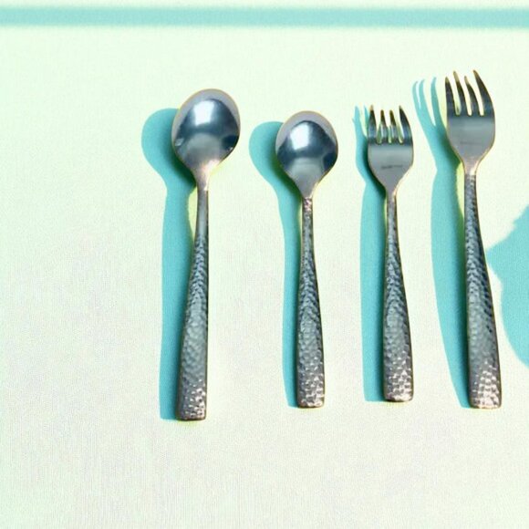 Stainless Steel Hammered 12 Piece Flatware Set - Picture 6 of 7